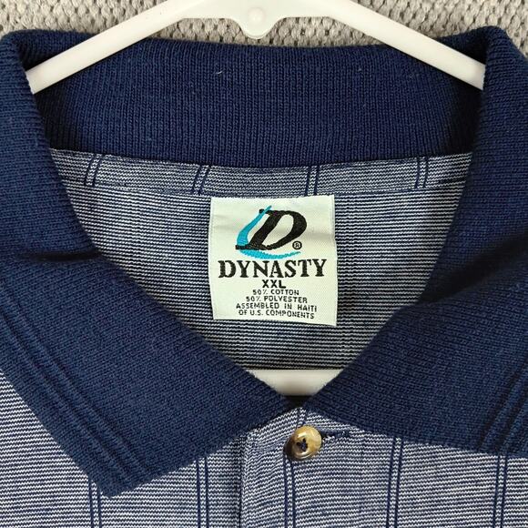 Dynasty Polo Shirt Mens XXL Blue Striped Tennessee Titans Embroidered Knit Sport - Picture 5 of 10